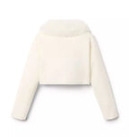 Faux Fur Collar Cropped Cardigan