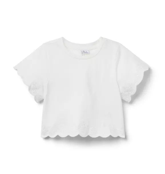 Embroidered Eyelet Trim Top