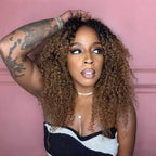 QVR Premium Chinese Hair Small Kinky Curly Virgin Human Crochet Hair Ombre #T1B/30 Machine Made Feather Crochet Hairstyles