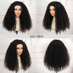 QVR Glueless Water Wave Half Wig 250% Density Human Hair Wig Natural Black Wear Go Flip Over Wig
