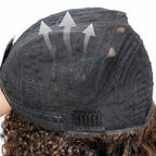 QVR Glueless Ombre Brown Kinky Curly Half Wig with Black Roots 250% Density Human Hair Wig #T1B/30 Wear Go Flip Over Wig