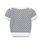 Wavy Striped Pointelle Sweater Top