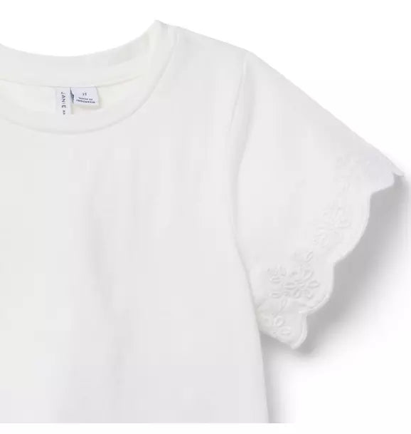 Embroidered Eyelet Trim Top
