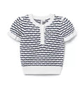 Wavy Striped Pointelle Sweater Top