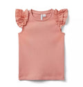 Ribbed Ruffle Sleeve Top