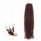 QVR Reddish Brown Human Crochet Hair Small Kinky Curly Machine Made #33B Feather Crochet Hairstyle