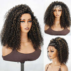 QVR Glueless Kinky Curly Half Wig 250% Density Human Hair Wig Wear Go Flip Over Wig