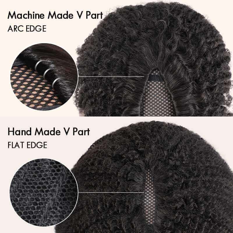 QVR Kinky Curly V Part Wigs Human Hair Beginner Friendly No Leave Out