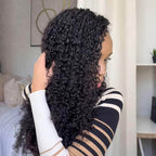 QVR Ramen Curl Crochet Hair Natural Black Machine Made Feather Crochet Human Hair Extension