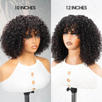 QVR Water Wave Short Pixie Bob Cut Wigs With Bangs For Black Women
