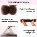 QVR Dark Brown Afro kinky Bulk Hair Extensions For Braiding Dreadlock Human Hair