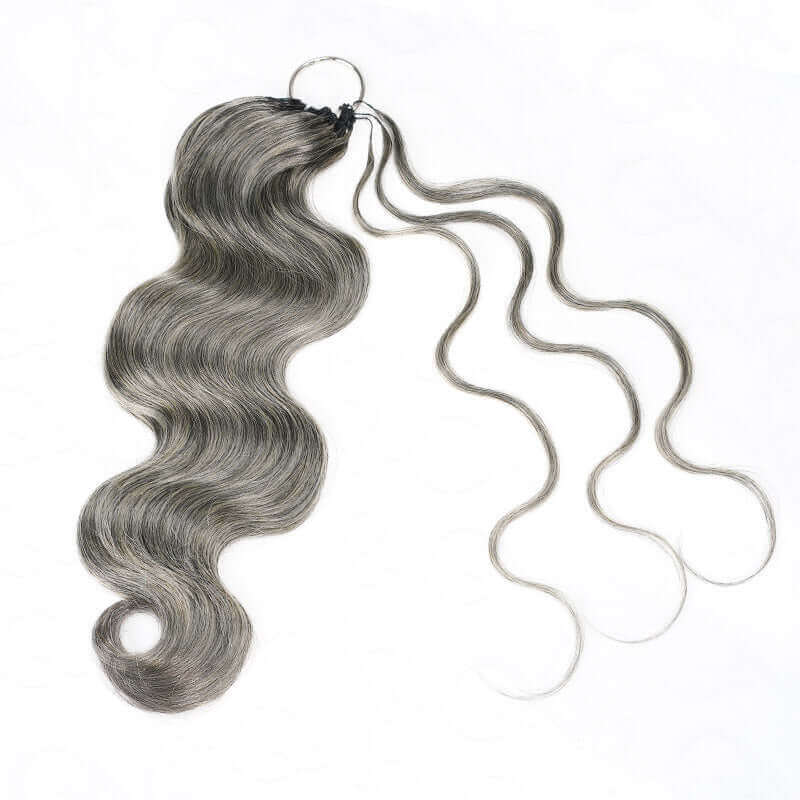 QVR Salt&Pepper Crochet Hair Body Wave Machine Made Feather Human Hair Extension
