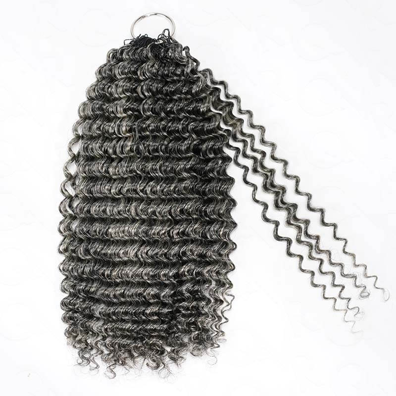 QVR Salt&Pepper Crochet Hair Body Wave Machine Made Feather Human Hair Extension