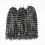 QVR Salt&Pepper Crochet Hair Small Kinky Curly Machine Made Feather Human Hair Extension