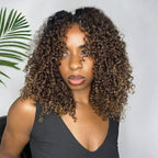 QVR Ombre #T1B/30/27 Small Kinky Curly Machine Made Feather Crochet Human Hair Extensions
