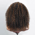 QVR Glueless Highlight Brown #1B/30 Twist Curly Half Wig 250% Density Human Hair Wig Wear Go Flip Over Wig