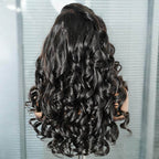QVR Glueless Loose Body Wave 9x6 Pre-Cut Lace Frontal Wig Black Human Hair Wigs