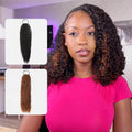QVR Highlight Brown Small Kinky Curly Feather Crochet Hair Machine Made Feather Human Hair Extension