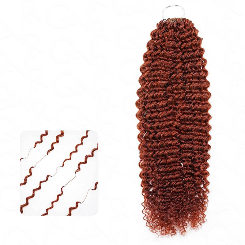QVR Bright Brown #35D Human Crochet Hair Small Kinky Curly Machine Made Feather Crochet Hairstyle