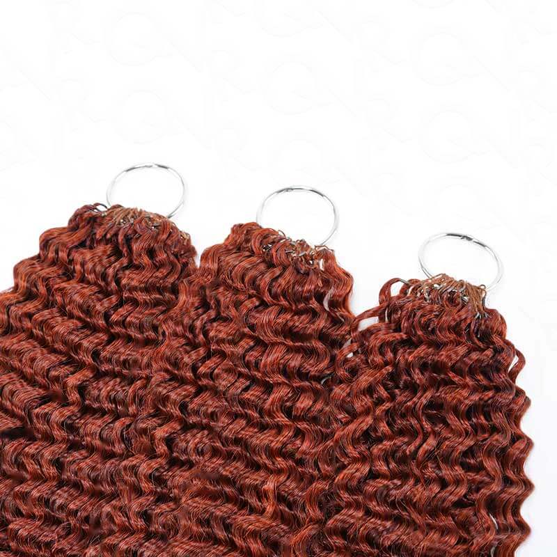 QVR Bright Brown #35D Human Crochet Hair Small Kinky Curly Machine Made Feather Crochet Hairstyle