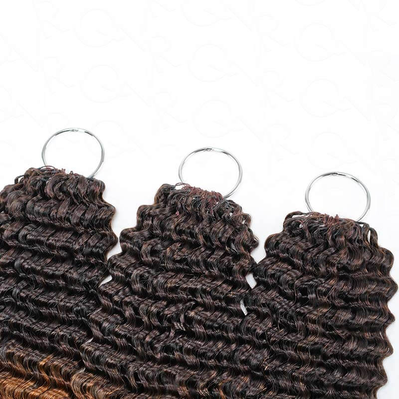 QVR Ombre #T4/30 Human Crochet Hair Small Kinky Curly Machine Made Feather Crochet Hairstyle