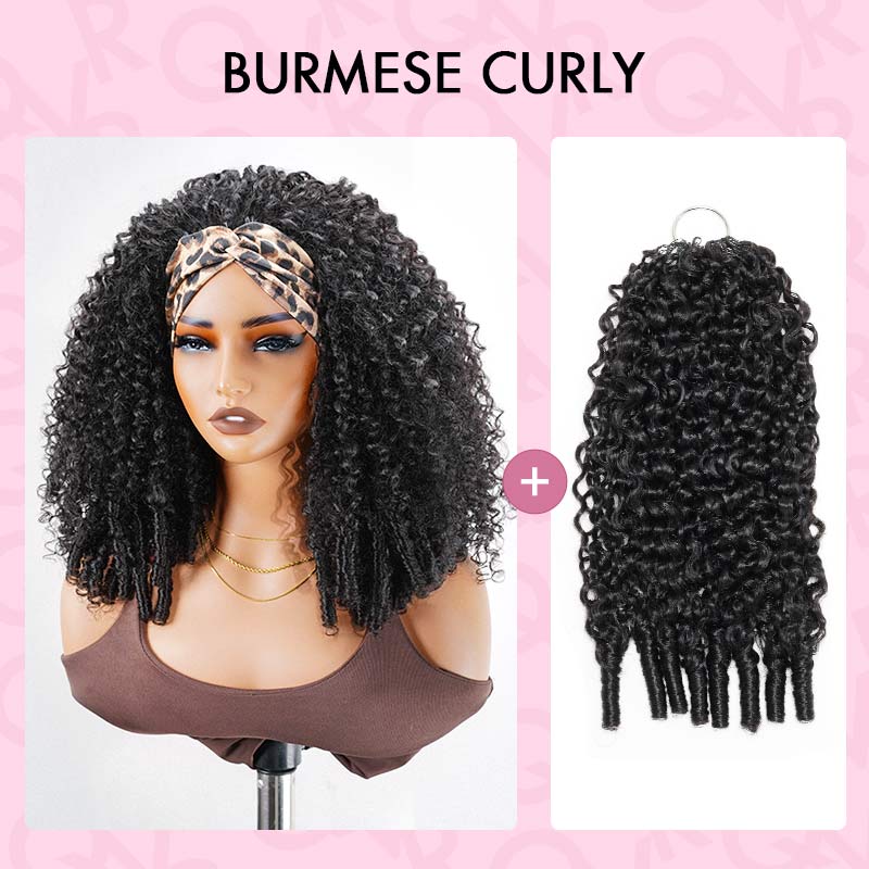 QVR Glueless Twist Curly Half Wig 250% Density Human Hair Wig Wear Go Flip Over Wig
