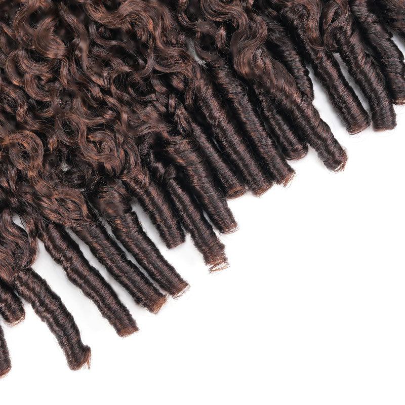 QVR Burmese Curly Feather Crochet Human Hair Ombre Brown #T1B/4 Machine Made Crochet Weave Hair Extensions