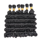 QVR Loose Deep Wave Boho Knotless Braids with Spring Curl Ends Natural Black Bulk Human Braiding Hair Extensions