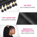 QVR Loose Deep Wave Boho Knotless Braids with Spring Curl Ends Natural Black Bulk Human Braiding Hair Extensions