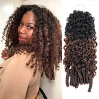 QVR Burmese Curly Feather Crochet Human Hair Ombre Brown #T1B/4 Machine Made Crochet Weave Hair Extensions