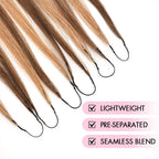 QVR Silk Straight Feather Crochet Human Hair Highlight #P4/27 Machine Made Crochet Weave Hair Extensions