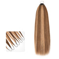 QVR Silk Straight Feather Crochet Human Hair Highlight #P4/27 Machine Made Crochet Weave Hair Extensions