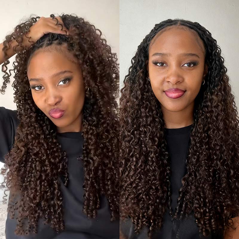 P3G5|Ombre #T1B/4 Burmese Curly Feather Crochet Human Hair