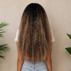 QVR Sun-Kissed Blonde Mixed Highlights Feather Crochet Human Hair Burmese Kinky Curly Miracle Knots Crochet Weave Hair Extensions