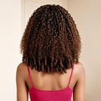 QVR Glueless Burmese Curly #T1B/4 Dark Brown 5X5 Pre-cut Lace Closure Wig with Black Roots Human Hair Wigs