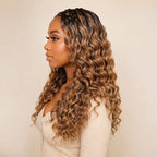 QVR Water Wave Feather Crochet Human Hair Highlight #P4/27 Miracle Knots Crochet Weave Hair Extensions