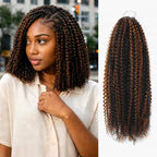 QVR Brown Highlight Feather Crochet Human Hair #P1B/30 Afro Kinky Curly Machine Made Crochet Weave Hair Extensions