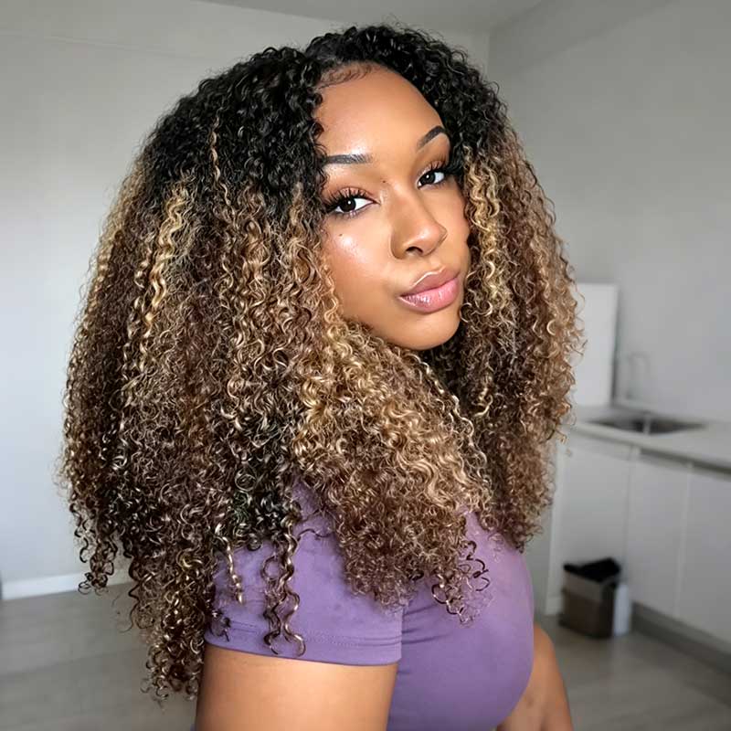 QVR Sun-Kissed Blonde Mixed Highlights Feather Crochet Human Hair Water Wave Miracle Knots Crochet Weave Hair Extensions