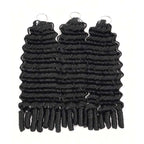 QVR Deep Wave Feather Crochet Human Hair with Sprial Ends Machine Made Crochet Weave Hair Extensions
