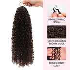 QVR Burmese Kinky Curly Feather Crochet Human Hair Dark Brown Miracle Knots Crochet Weave Hair Extensions