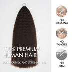 QVR Dark Brown Kinky Straight Feather Crochet Human Hair Miracle Knots Crochet Weave Hair Extensions