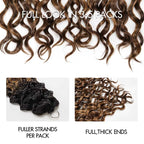 QVR Honey Caramel Mixed Highlights Feather Crochet Human Hair Water Wave Miracle Knots Crochet Weave Hair Extensions