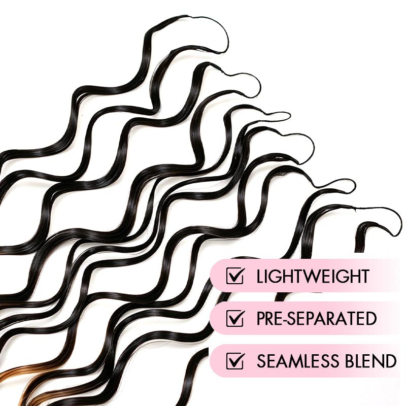 QVR Honey Caramel Mixed Highlights Feather Crochet Human Hair Water Wave Miracle Knots Crochet Weave Hair Extensions