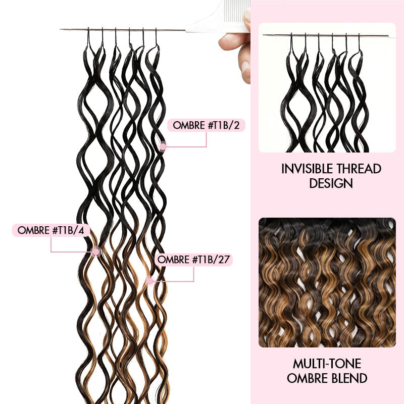 QVR Honey Caramel Mixed Highlights Feather Crochet Human Hair Water Wave Miracle Knots Crochet Weave Hair Extensions