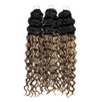 QVR Sun-Kissed Blonde Mixed Highlights Feather Crochet Human Hair Water Wave Miracle Knots Crochet Weave Hair Extensions