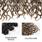 QVR Sun-Kissed Blonde Mixed Highlights Feather Crochet Human Hair Water Wave Miracle Knots Crochet Weave Hair Extensions