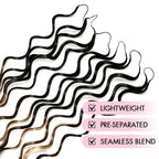 QVR Sun-Kissed Blonde Mixed Highlights Feather Crochet Human Hair Water Wave Miracle Knots Crochet Weave Hair Extensions