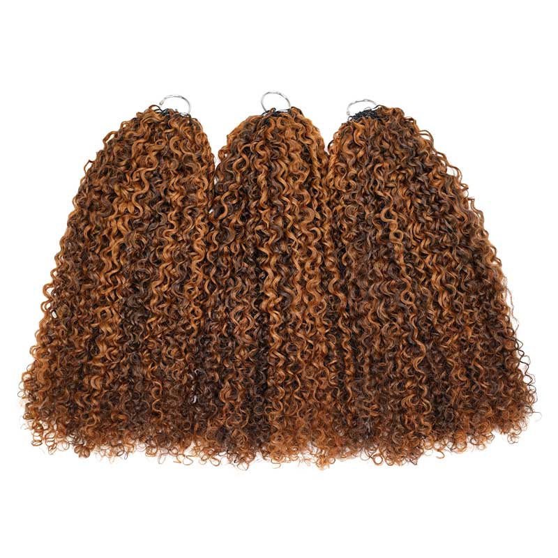 QVR Burmese Kinky Curly Feather Crochet Human Hair Highlight #P4/30 Miracle Knots Crochet Weave Hair Extensions
