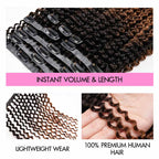 QVR #2/30 Mixed Subtle Ombre Small Kinky Curly PU Clip In Hair Extensions 9PCS 5PCS Volumizer Human Hair