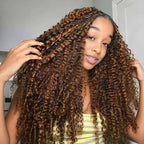 QVR Burmese Curly Feather Crochet Human Hair Highlight #P4/30 Miracle Knots Crochet Weave Hair Extensions